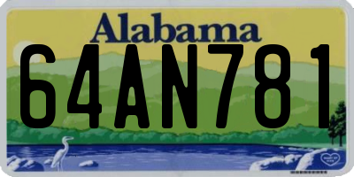 AL license plate 64AN781