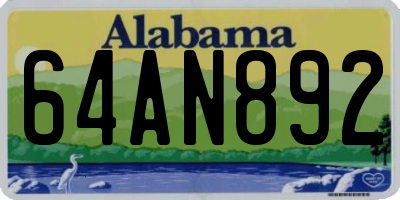 AL license plate 64AN892