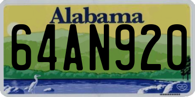 AL license plate 64AN920