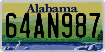 AL license plate 64AN987
