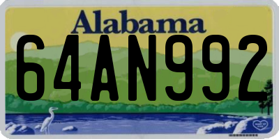 AL license plate 64AN992