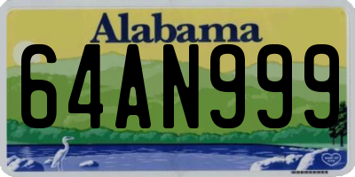 AL license plate 64AN999