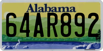 AL license plate 64AR892