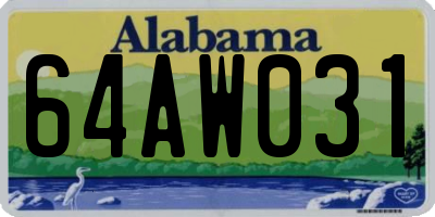 AL license plate 64AW031
