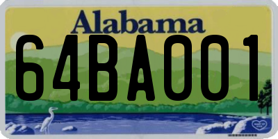 AL license plate 64BA001