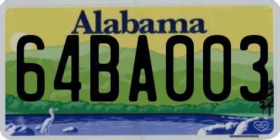 AL license plate 64BA003