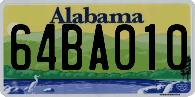 AL license plate 64BA010