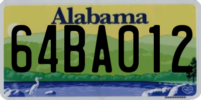 AL license plate 64BA012
