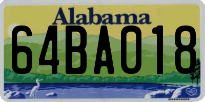 AL license plate 64BA018