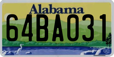 AL license plate 64BA031