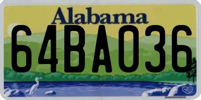 AL license plate 64BA036