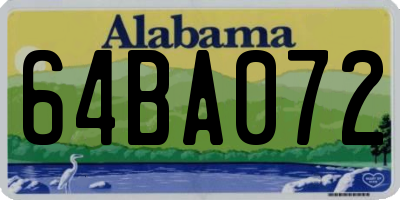 AL license plate 64BA072