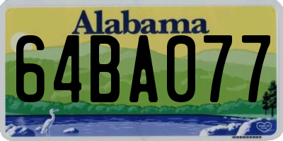 AL license plate 64BA077