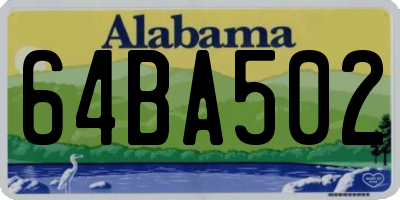 AL license plate 64BA502