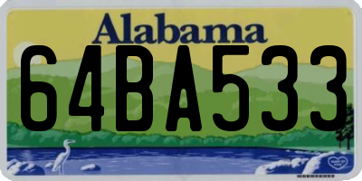 AL license plate 64BA533