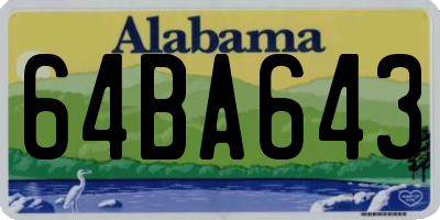 AL license plate 64BA643