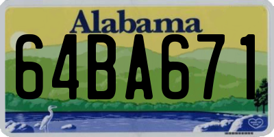 AL license plate 64BA671