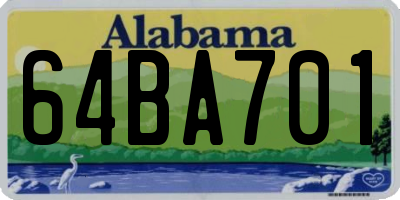 AL license plate 64BA701