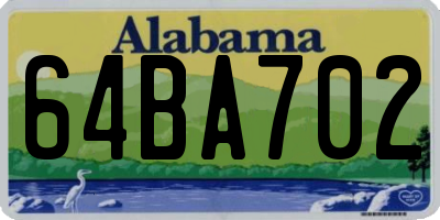 AL license plate 64BA702