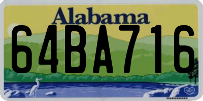 AL license plate 64BA716