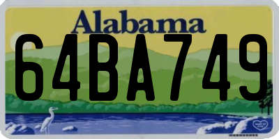 AL license plate 64BA749