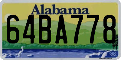 AL license plate 64BA778