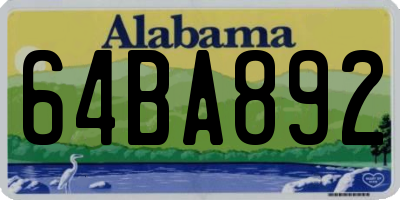 AL license plate 64BA892