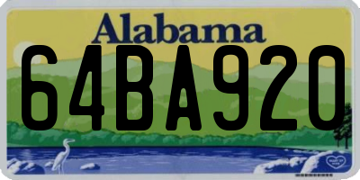 AL license plate 64BA920