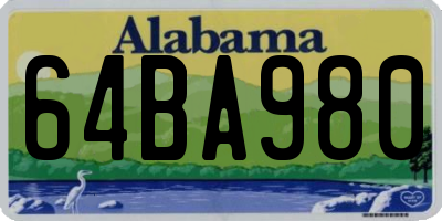 AL license plate 64BA980