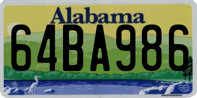 AL license plate 64BA986