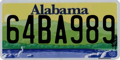 AL license plate 64BA989