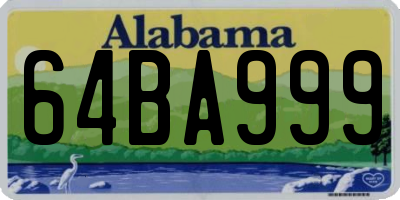 AL license plate 64BA999