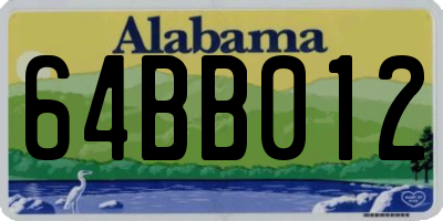 AL license plate 64BB012