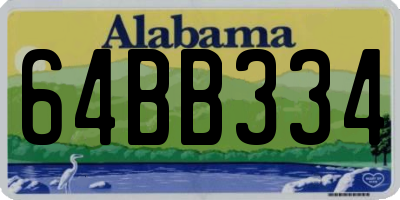 AL license plate 64BB334