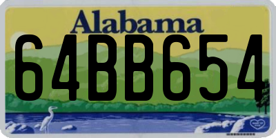 AL license plate 64BB654