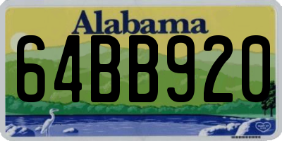 AL license plate 64BB920