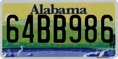 AL license plate 64BB986