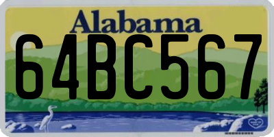 AL license plate 64BC567