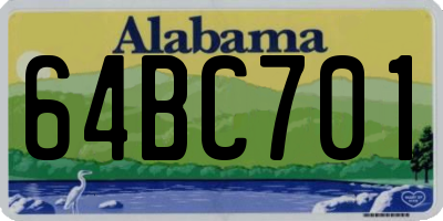 AL license plate 64BC701