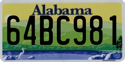 AL license plate 64BC981
