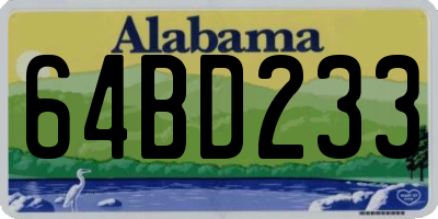 AL license plate 64BD233
