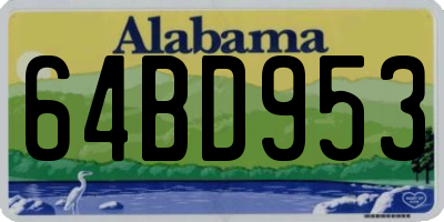 AL license plate 64BD953