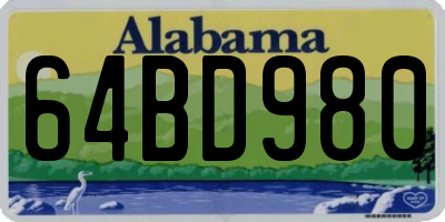 AL license plate 64BD980