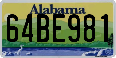 AL license plate 64BE981