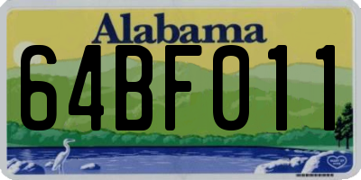 AL license plate 64BF011