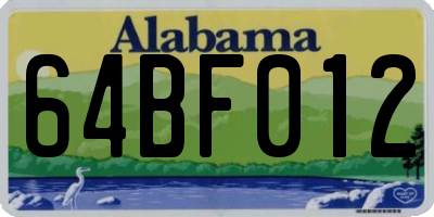 AL license plate 64BF012