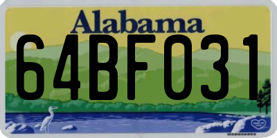 AL license plate 64BF031