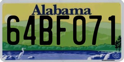 AL license plate 64BF071