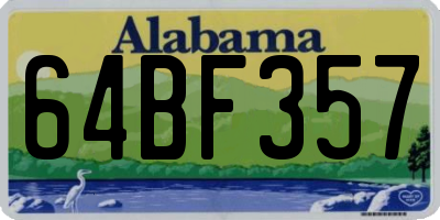 AL license plate 64BF357