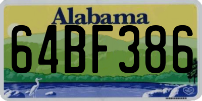 AL license plate 64BF386
